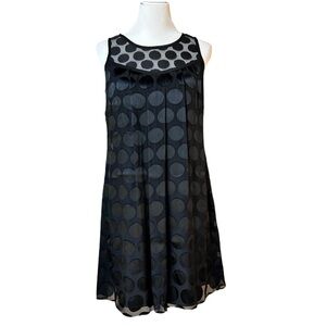Phoebe Couture black polka dot sleeveless shift dress sz 10